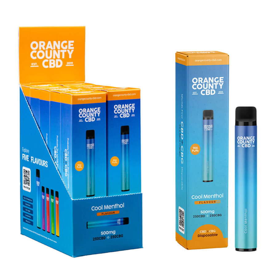Orange County CBD Sigaretta Elettronica Usa e Getta 250mg CBD + 250mg CBG Menta Fresca