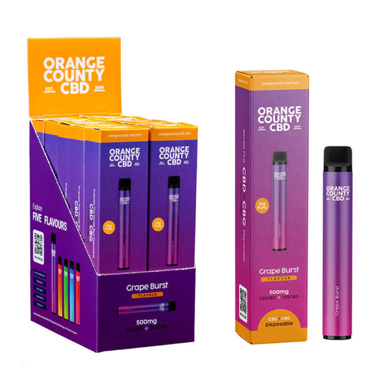 Orange County CBD Sigaretta Elettronica Usa e Getta 250mg CBD + 250mg CBG Grape Burs