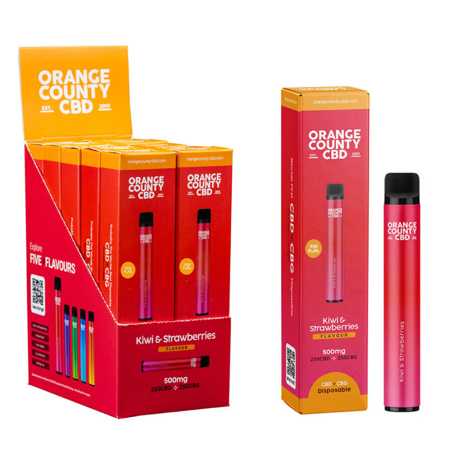 Orange County CBD Sigaretta Elettronica Usa e Getta 250mg CBD + 250mg CBG Kiwi e Fragola