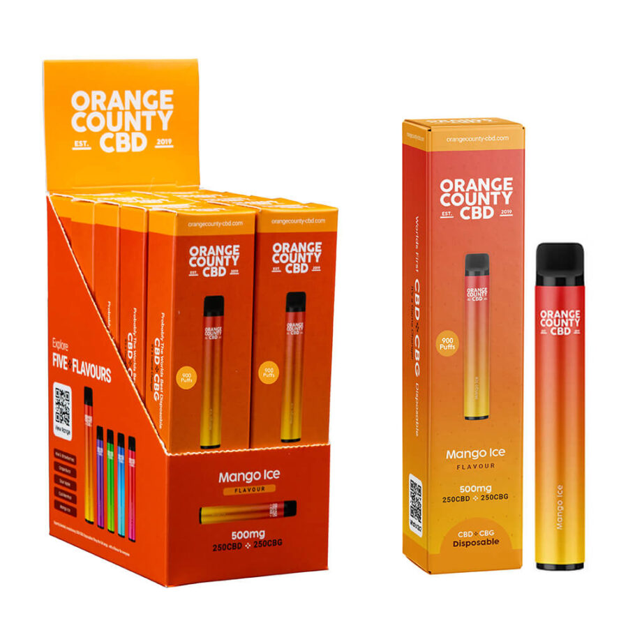 Orange County CBD Sigaretta Elettronica Usa e Getta 250mg CBD + 250mg CBG Mango Ice